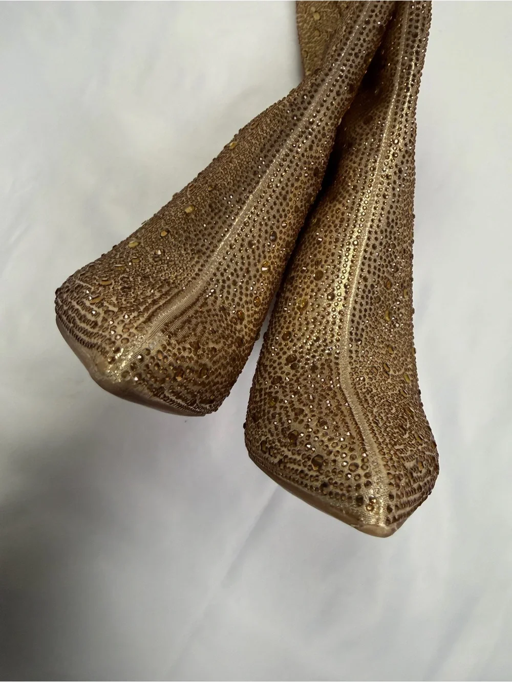 I.N.C. Saveria Gold Metallic Knee-High Pointed Toe Stiletto Boots